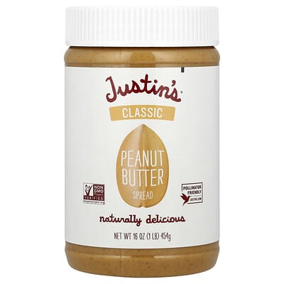 Justin's Nut Butter Классическая арахисовая паста, 16 oz (454 g)