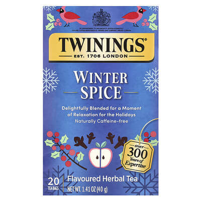 Flavored Herbal Tea, Winter Spice, Caffeine Free, 20 Tea Bags, 1.41 oz (40 g)