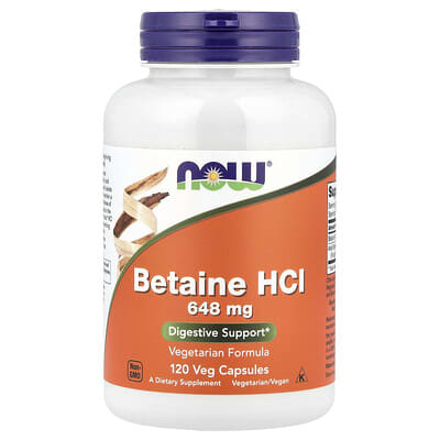 NOW Foods Betaine HCl, 120 вегетарианских капсул