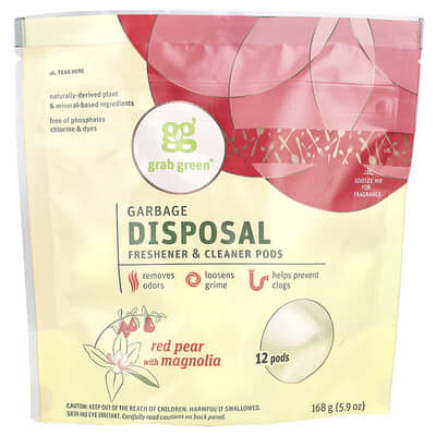 Garbage Disposal Freshener & Cleaner Pods, Red Pear with Magnolia, 12 Pods, 5.9 oz (168 g)
