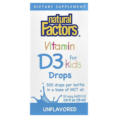 Vitamin D3 Drops for Kids, Unflavored, 0.5 fl oz (15 ml)