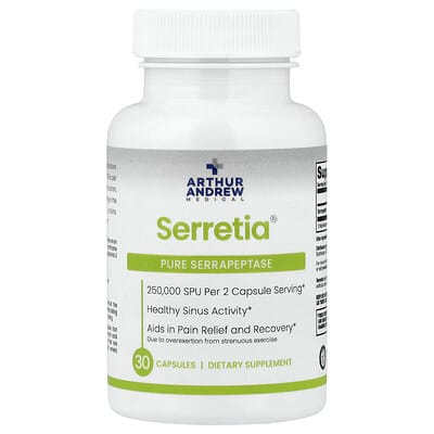 Serretia®, Pure Serrapeptase, 30 капсул (125,000 SPU на капсулу)
