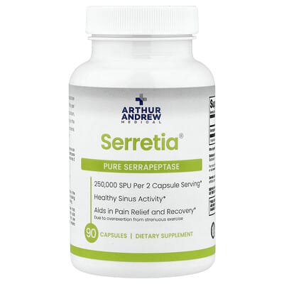 Serretia®, Pure Serrapeptase, 90 капсул (125,000 SPU на капсулу)