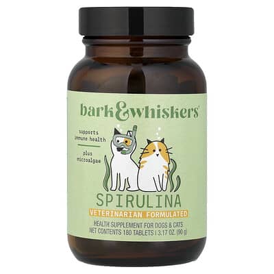 Dr. Mercola Bark & Whiskers™, Spirulina, для собак и кошек, 180 таблеток, 3.17 oz (90 g)