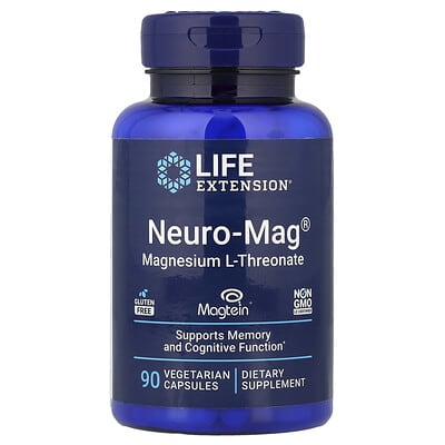 Neuro-Mag®, магний L-threonate, 90 вегетарианских капсул (48 mg на капсулу)