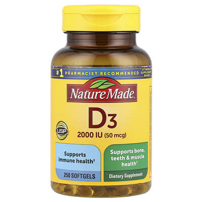 Vitamin D3, 50 mcg (2,000 IU), 250 Softgels