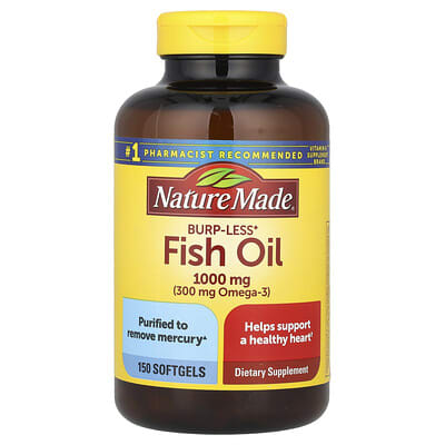 Рыбий жир Nature Made, Burp-Less, 1,000 mg, 150 Softgels