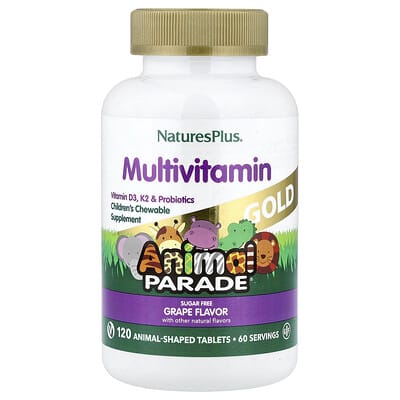 Animal Parade® Gold, Children's Chewable Multivitamin, Grape, 120 Animal-Shaped Tablets