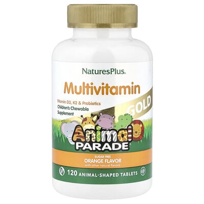 NaturesPlus Animal Parade® Gold, Детский Chewable Multivitamin, Orange, 120 Animal-Shaped Tablets