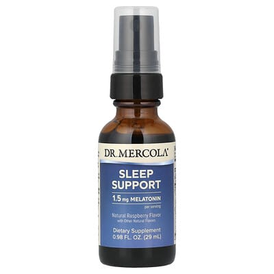 Поддержка сна с мелатонином Dr. Mercola, натуральная малина, 0.98 fl oz (29 ml)
