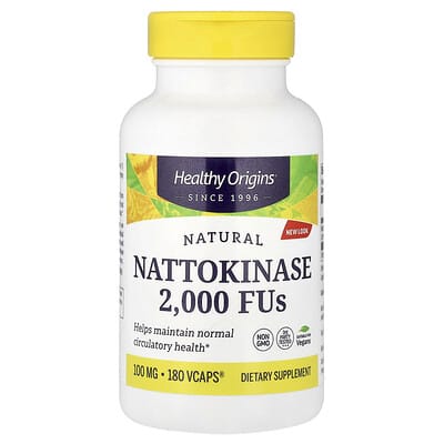 Наттокиназа, 100 mg (2,000 FUs), 180 вегетарианских капсул