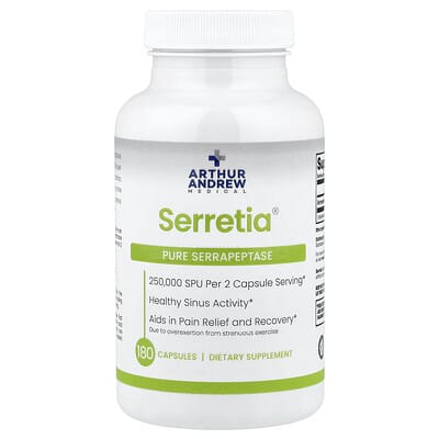 Serretia®, Pure Serrapeptase, 180 капсул (125,000 SPU на капсулу)