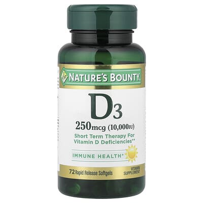 Vitamin D3, 250 mcg (10,000 IU), 72 Rapid Release Softgels