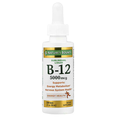 B-12, сублингвальная жидкость, 5,000 mcg, 2 fl oz (59 ml)