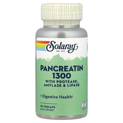 Pancreatin 1300 с протеазой, амилазой и липазой, 90 вегетарианских капсул