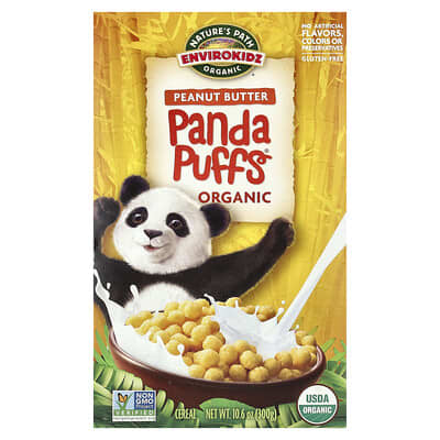 EnviroKidz Organic Panda Puffs® сухой завтрак, арахисовое масло, 10.6 oz (300 g)