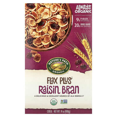 Nature's Path Organic Flax Plus хлопья с изюмом, 14 oz (400 g)