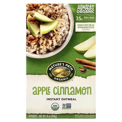 Organic Instant Oatmeal, Apple Cinnamon, 8 Packets, 14 oz (400 g)