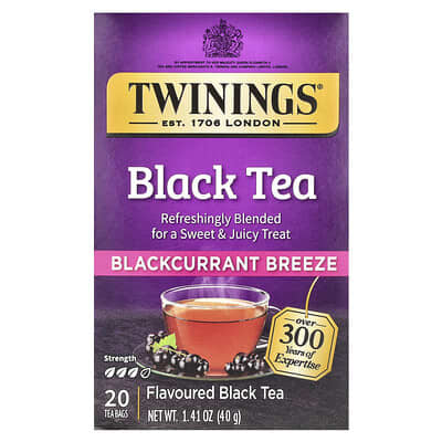 Twinings Flavored Black Tea, Blackcurrant Breeze, 20 чайных пакетиков, 1.41 oz (40 g)
