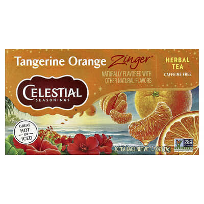 Травяной чай Tangerine Orange Zinger®, без кофеина, 20 чайных пакетиков, 1.7 oz (47 g)