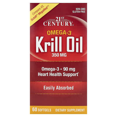21st Century Krill Oil, 350 mg, 60 мягких капсул