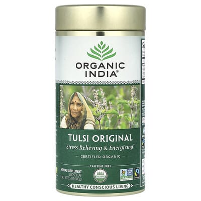 Organic India листовой чай Tulsi Original, без кофеина, 3.5 oz (100 g)