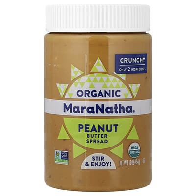 Organic Peanut Butter Spread, Crunchy, 16 oz (454 g)