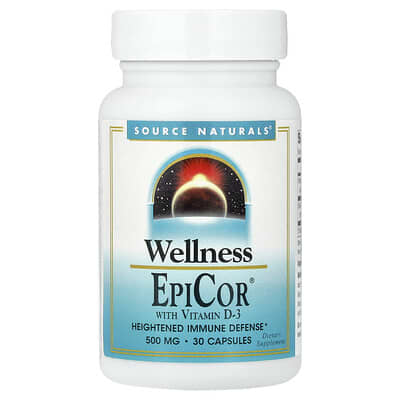 Source Naturals Wellness, EpiCor® с витамином D-3 30 капсул