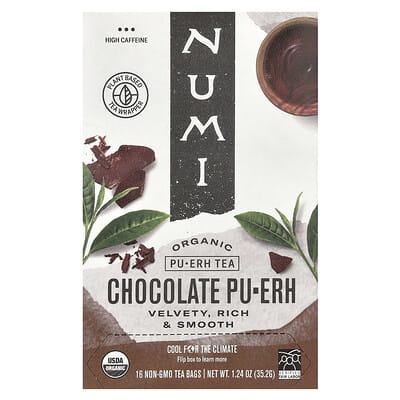 Организационный чай Numi Tea Pu-Erh, шоколадный, 16 пакетиков