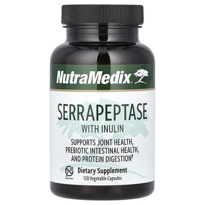 Серрапептаза Serrapeptase with Inulin, 120 Vegetable Capsules (500 mg per Capsule)