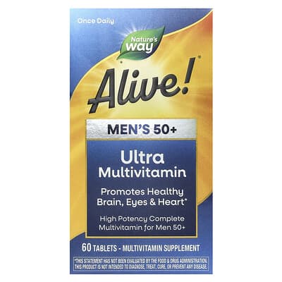 Alive!® Мужской 50+ Ультра мультивитамины, 60 таблеток