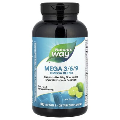 Nature's Way Mega 3/6/9, Omega Blend, Lime, 180 мягких капсул
