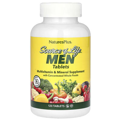 Source of Life Men®, Multivitamin & Mineral Supplement with Concentrated Whole Foods, Iron Free, 120 Tablets