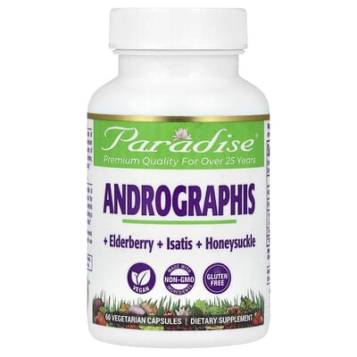 Paradise Herbs Andrographis, 60 вегетарианских капсул