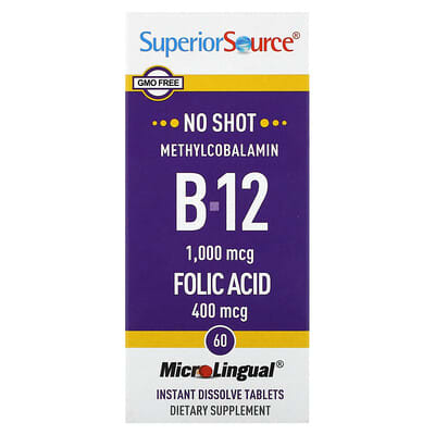 Methylcobalamin B-12 & Folic Acid, 60 MicroLingual® Instant Dissolve Tablets