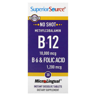 Superior Source B-12, B-6 и фолиевая кислота, 30 быстрорастворимых таблеток MicroLingual®