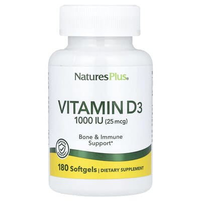 Витамин D3, 25 mcg (1,000 IU), 180 мягких капсул