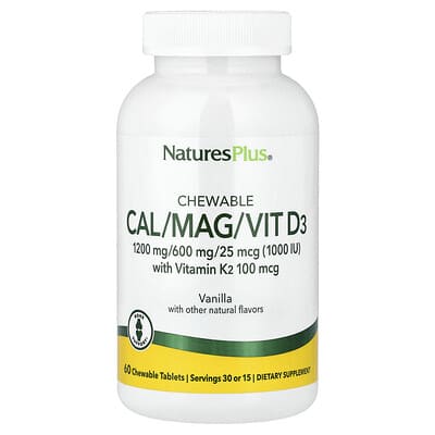 Жевательные таблетки Cal/Mag/Vit D3 с витамином K2, ваниль, 60 шт