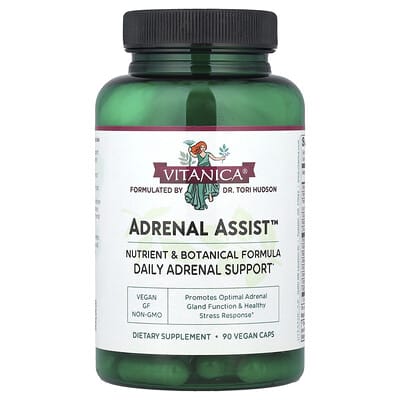 Vitanica Adrenal Assist™, ежедневная поддержка надпочечников, 90 веганских капсул