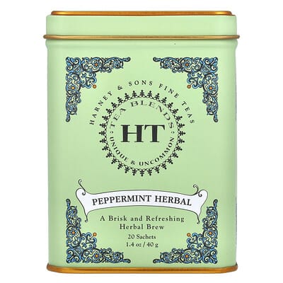 HT Tea Blends, мятный травяной чай, без кофеина, 20 пакетиков, 1.4 oz (40 g)