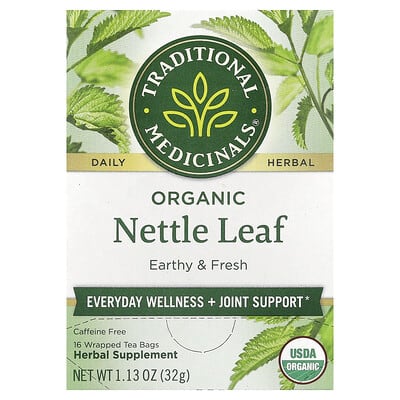 Organic Nettle Leaf, травяной чай без кофеина, 16 пакетиков, 1.13 oz (32 g)