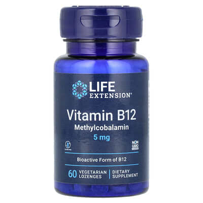Life Extension Витамин B12 Methylcobalamin 5 mg 60 вегетарианских пастилок