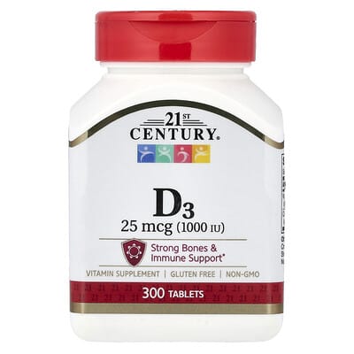 Vitamin D3, 25 mcg (1,000 IU), 300 Tablets