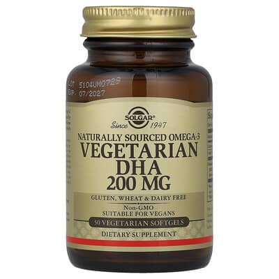 Натуральный Omega-3, вегетарианский DHA, 200 mg, 50 вегетарианских мягких капсул