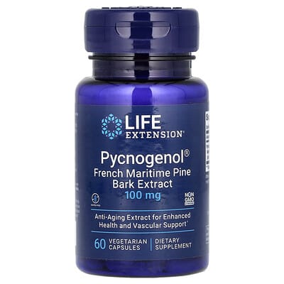 Pycnogenol® экстракт коры французского морского сосны, 100 mg, 60 вегетарианских капсул