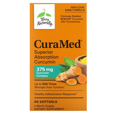 CuraMed®, высокоусвояемый куркумин, 60 мягких капсул