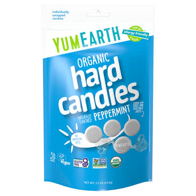 Organic Hard Candies, Peppermint, 3.3 oz (93.6 g)