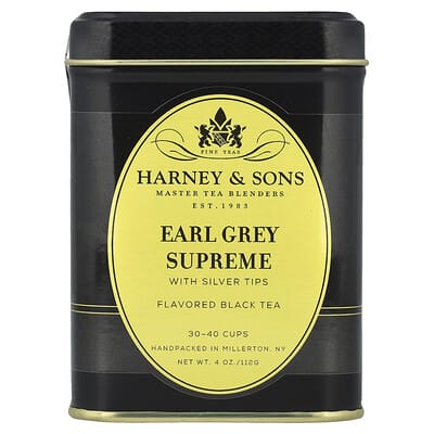 Черный чай Harney & Sons Earl Grey Supreme с серебряными почками, 4 oz (112 g)