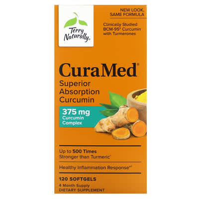 CuraMed®, высокоусвояемый куркумин, 120 мягких капсул