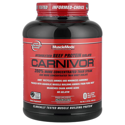 Carnivor™, Hydrolyzed Beef Protein Isolate, Chocolate, 4.19 lbs (1898.4 g)